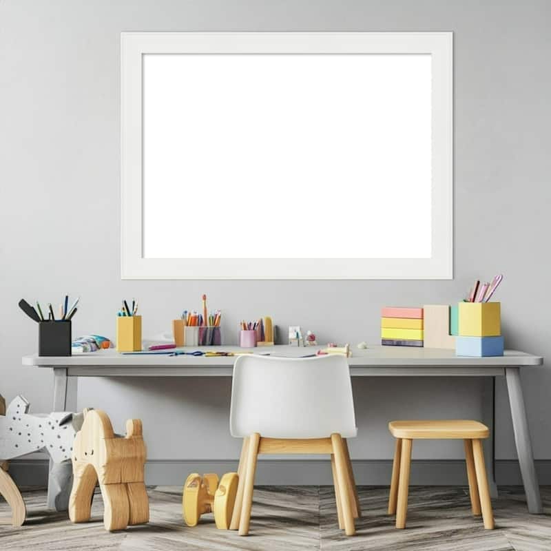 Amanti Art Vanity White Narrow Framed Dry Erase Magnetic Board