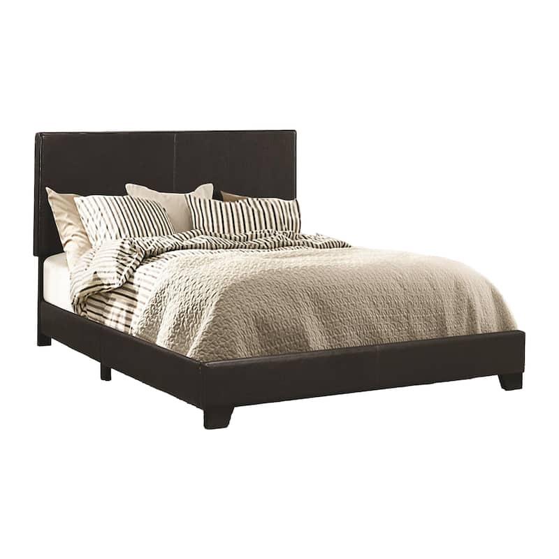 Leather Upholstered Eastern King Size Platform Bed, Black