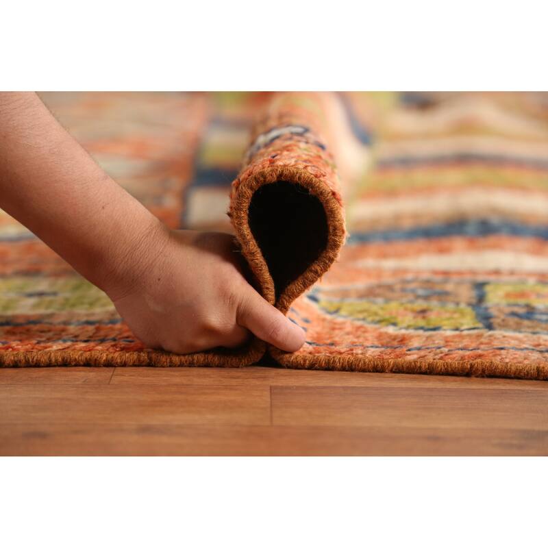 Orange Geometric Moroccan Large Rug Handmade Wool Carpet - 10'1" x 13'8"
