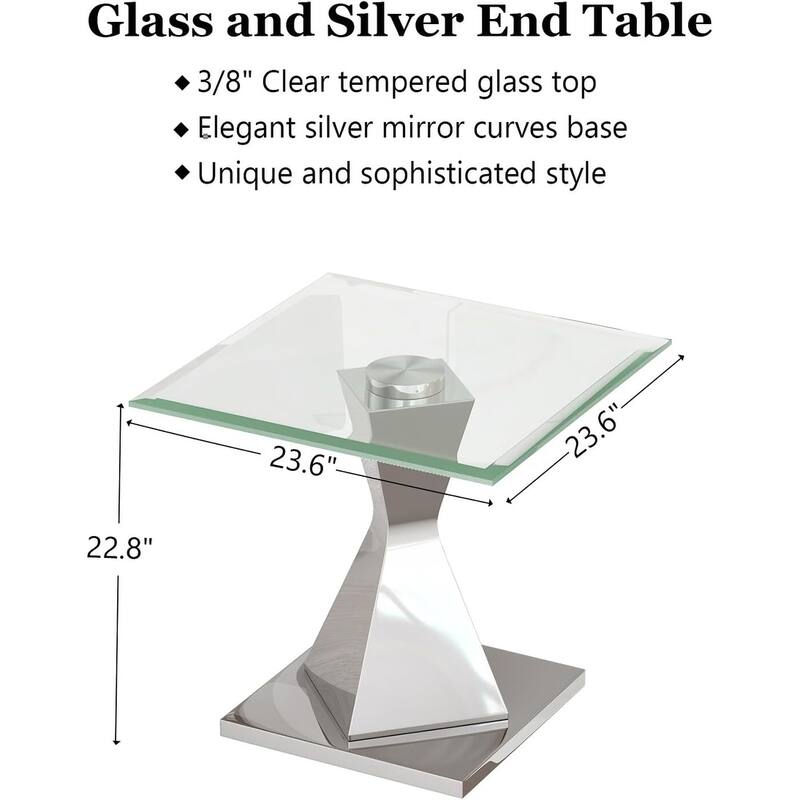 Glass End Table Side Table Corner Table with Gold Base