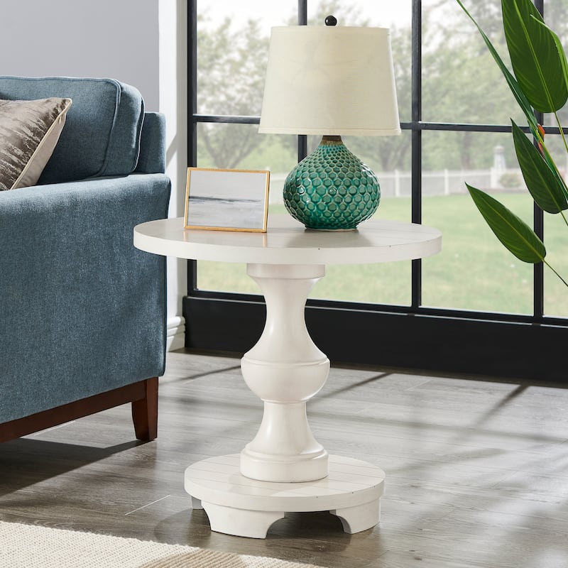 Traditional Round Pedestal End Table