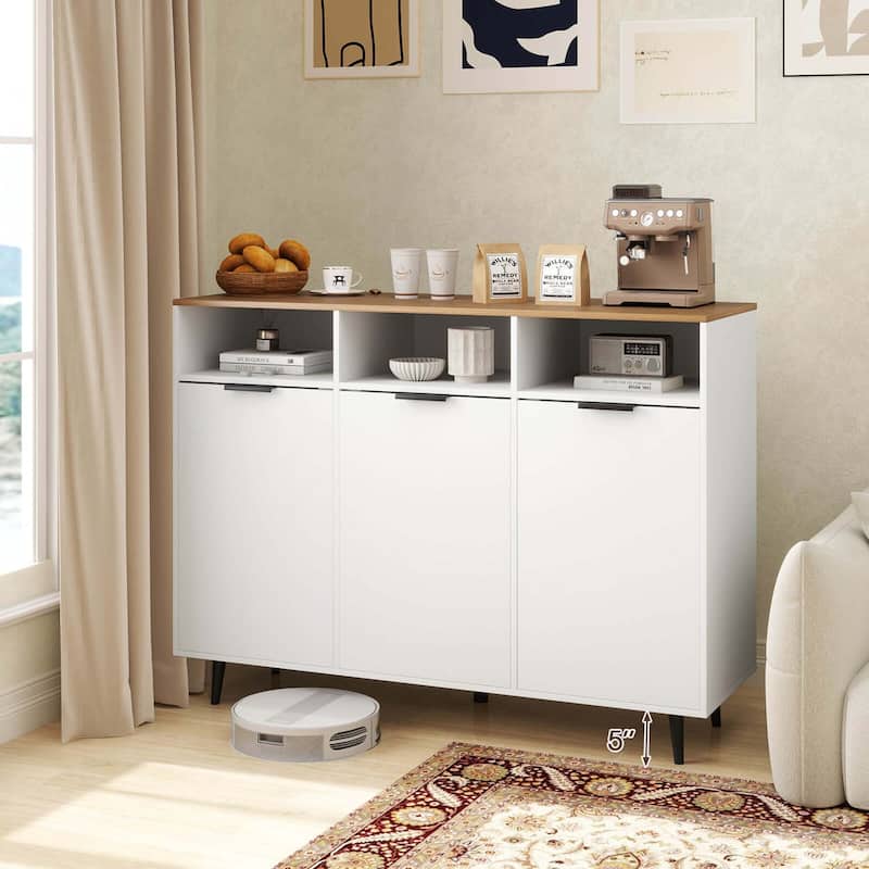 Costway Buffet Sideboard with 3 Open Compartments 3 Doors 5-Posistion - See Details