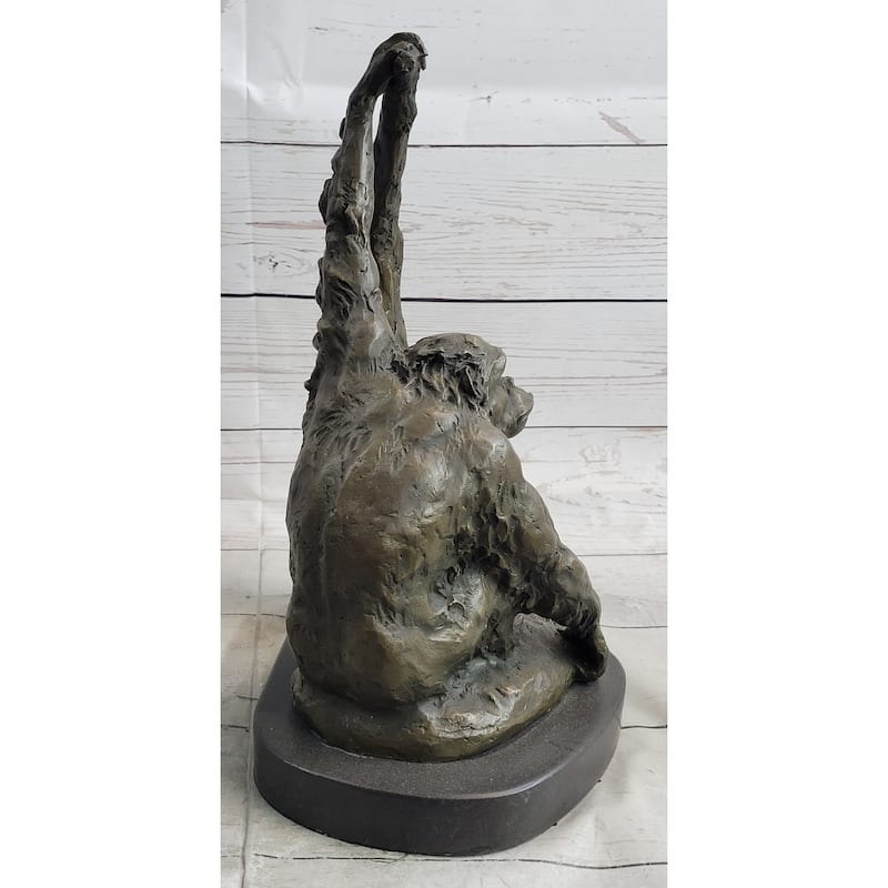 Chimpanzee Ape Chimp Imitative Gorilla Monkey Bronze Sculpture Statue Figure Marble Base
