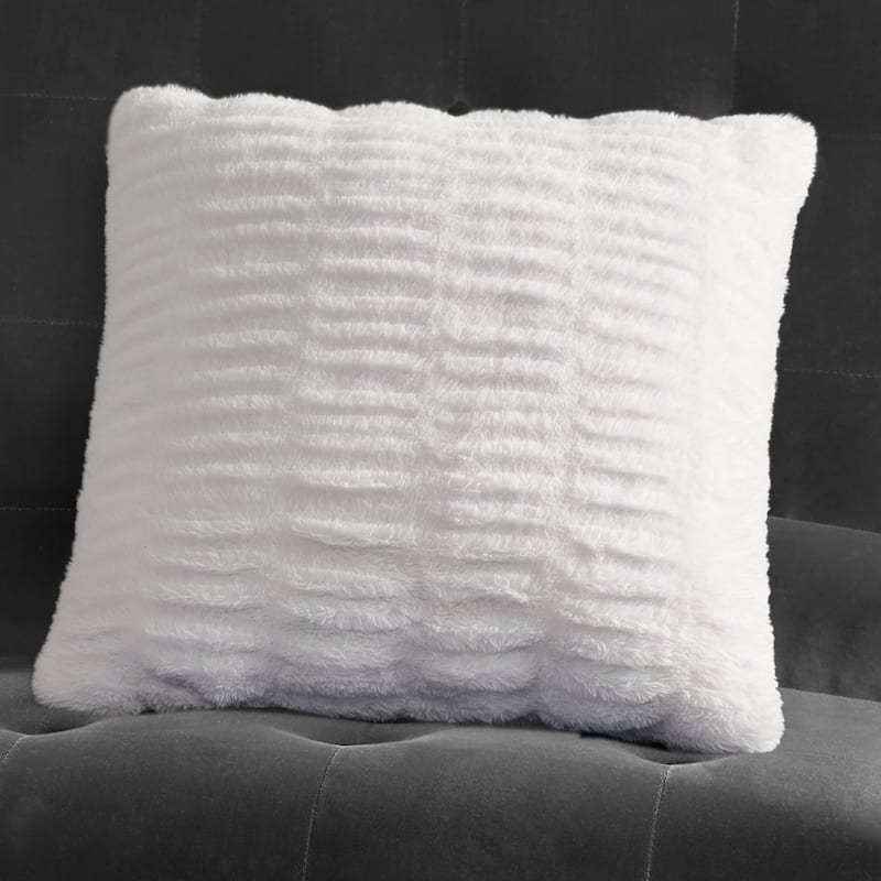 Juicy Couture Pleated Synthetic Fur Decorative Throw Pillows - White