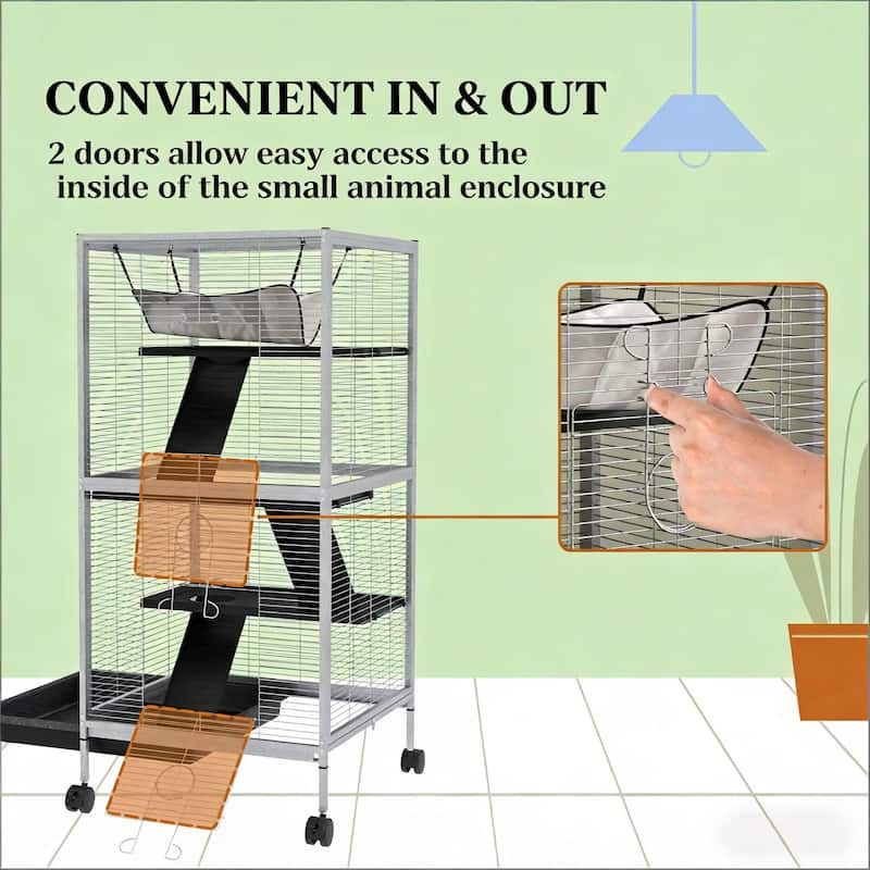 Spacious Pet House,Rolling Small Animal Hutch Cage,Small Pet Hutch