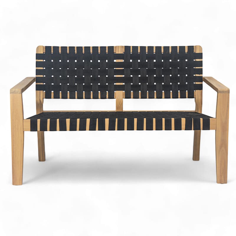 Christopher Knight Home - Hilary Acacia Wood Outdoor Loveseat with Woven Rope, 2-Seater Sofa