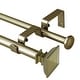 preview thumbnail 13 of 28, Modern Square Urn Adjustable Drapery Double Curtain Rod 28"-48" - Antique Gold