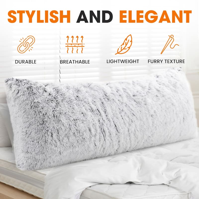 Cheer Collection 20" x 54" Long Hair Shaggy Body Pillow