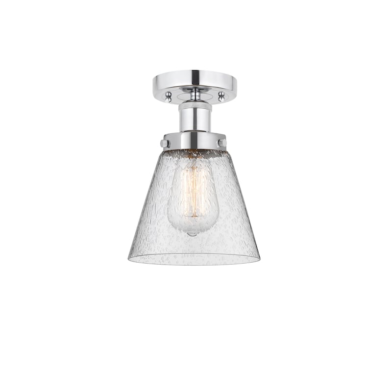 Innovations Lighting Edison Cone - 1 Light 7" Semi-Flush Mount - Mercury/Polished Chrome