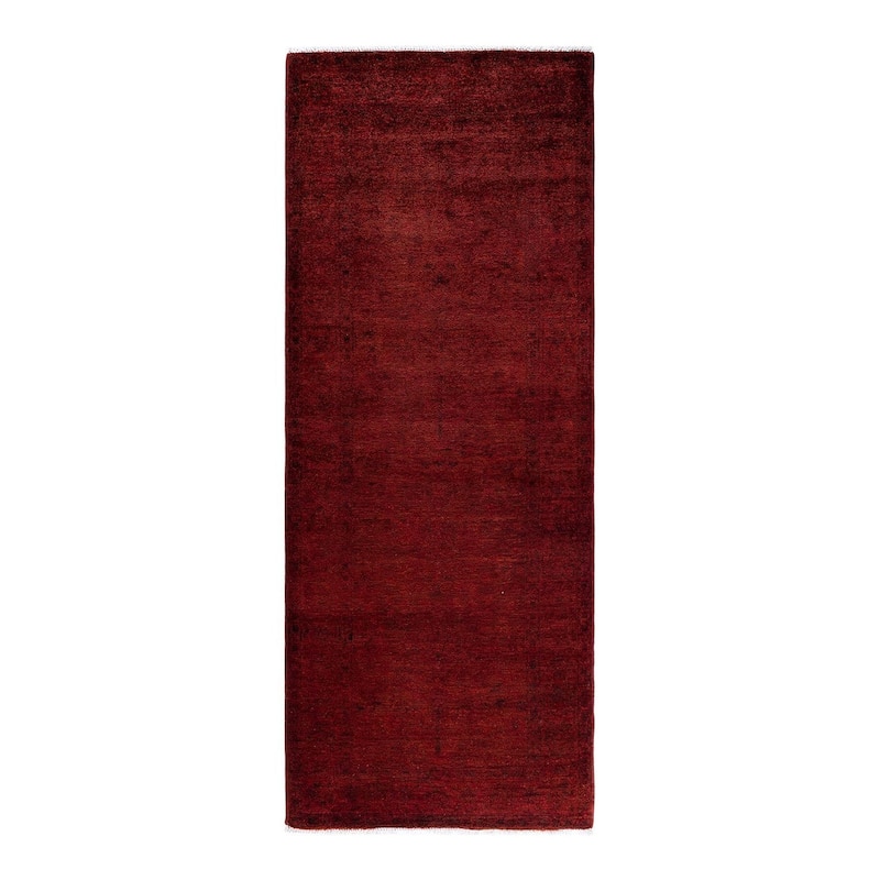 Contemporary Overdyed Wool Hand Knotted Runner - 3' 1" x 7' 10"