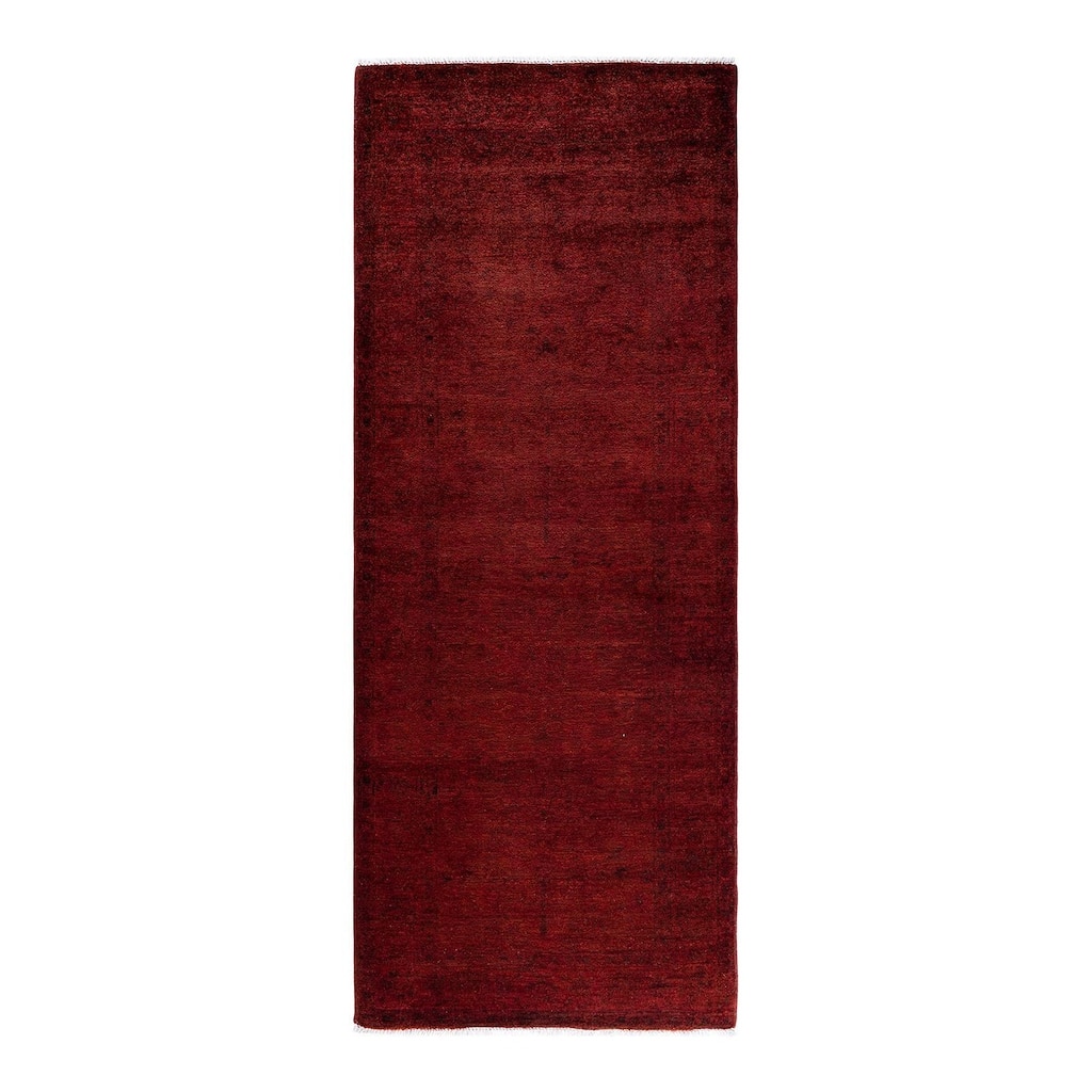 Contemporary Overdyed Wool Hand Knotted Runner - 3' 1" x 7' 10"