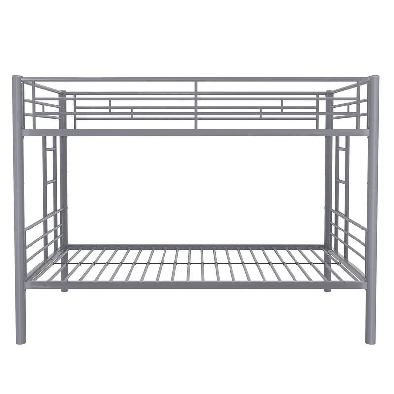 VECELO Twin Over Twin Metal Bunk Bed Frame for Kids Teens, Heavy Duty Noise-Free Platform Bed, Storage Space