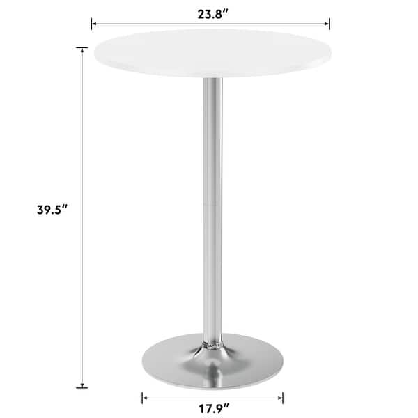 dimension image slide 3 of 4, Homall Bistro Pub Table Round Bar Height Cocktail Table Metal Base MDF Top Obsidian Table with Black Leg 23.8inch Top