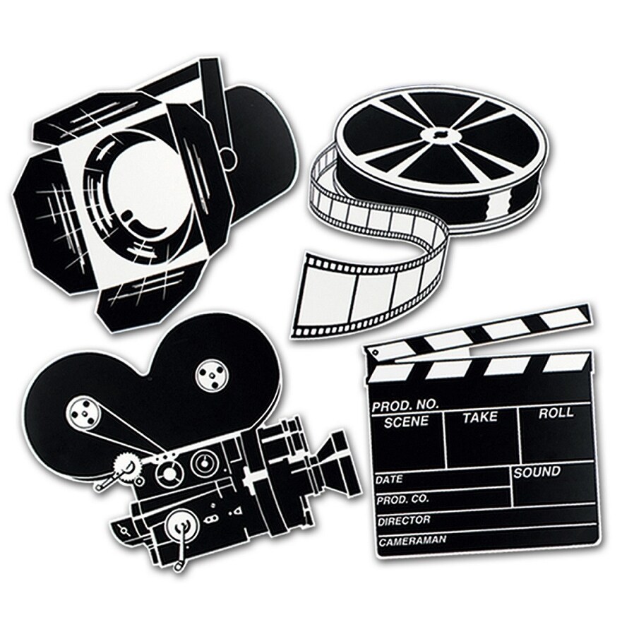 Shop Club Pack Of 12 Black And White Movie Set Cutout Party