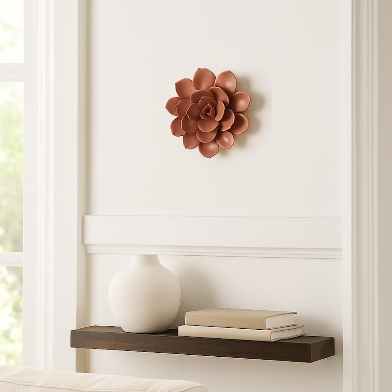 Resin Succulent Wall Decor Flower Design - Pink, 8" - 8.25"
