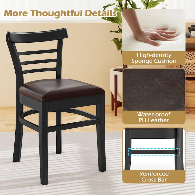 Gymax Modern Dining Chair Set of 2 Upholstered Kitchen Chair w/Rubber