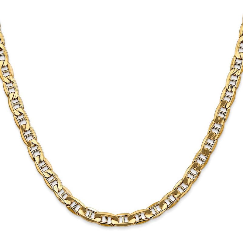 Curata 10k Yellow Gold Unisex 5.5mm Semi solid Mariner Anchor Chain Bracelet Options: 7" 8" 9"