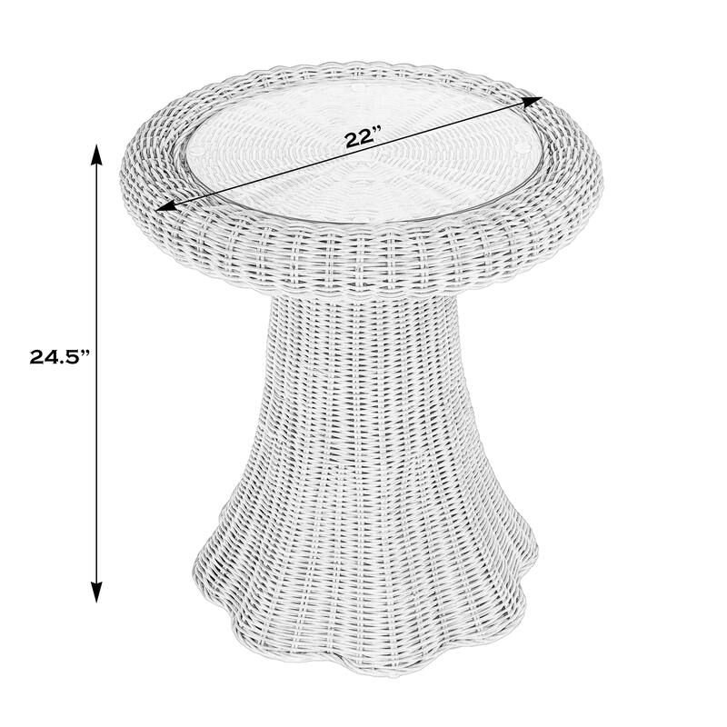 Flora Rattan Scalloped End Table