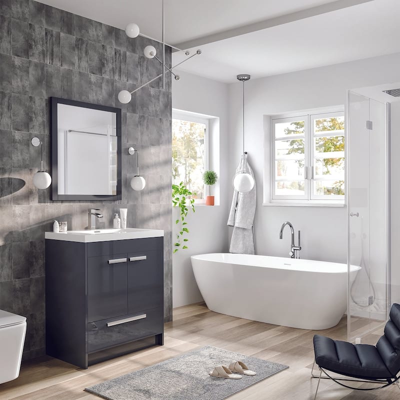 Eviva Lugano 24" Gray Bathroom Vanity with Integrated Acrylic Top