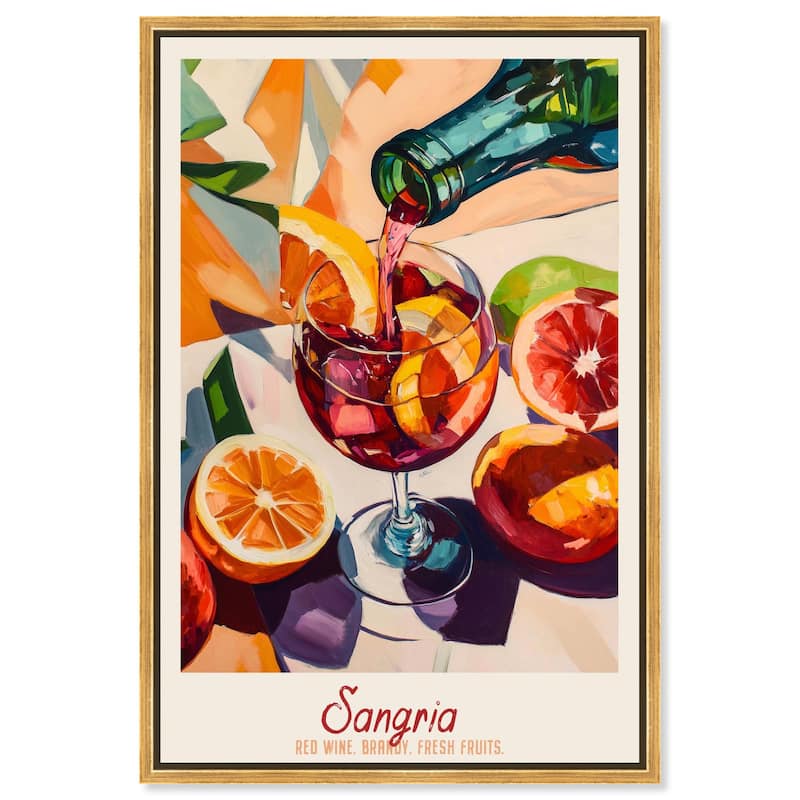 Sangria Recipe Poster Canvas by Art Remedy - Gold - 20" x 30"