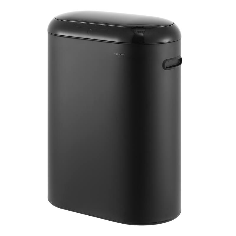 happimess Robo Kitchen 13.2-Gallon Slim Oval Motion Sensor Touchless Trash Can with Touch Mode - Charcoal Black