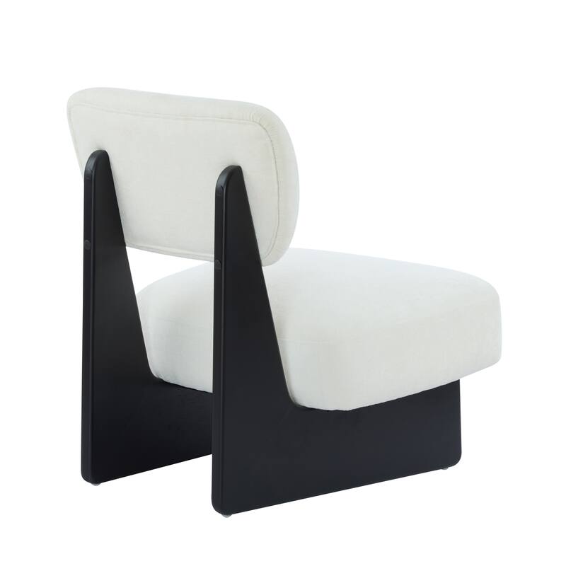 Low Profile Accent Chair Set of 2, Modern Living Room Armless Lounge Chair, Fabric Reading Chair with Wooden Frame