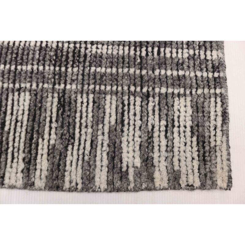 ECARPETGALLERY Hand-knotted Tangier Dark Grey Wool Rug - 5'1 x 7'11