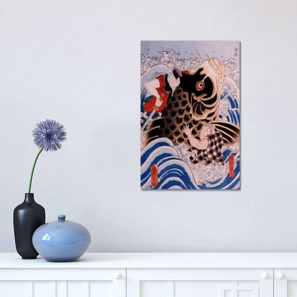 iCanvas "Samurai Wrestling Giant Koi Carp" by Unknown Artist Canvas Print