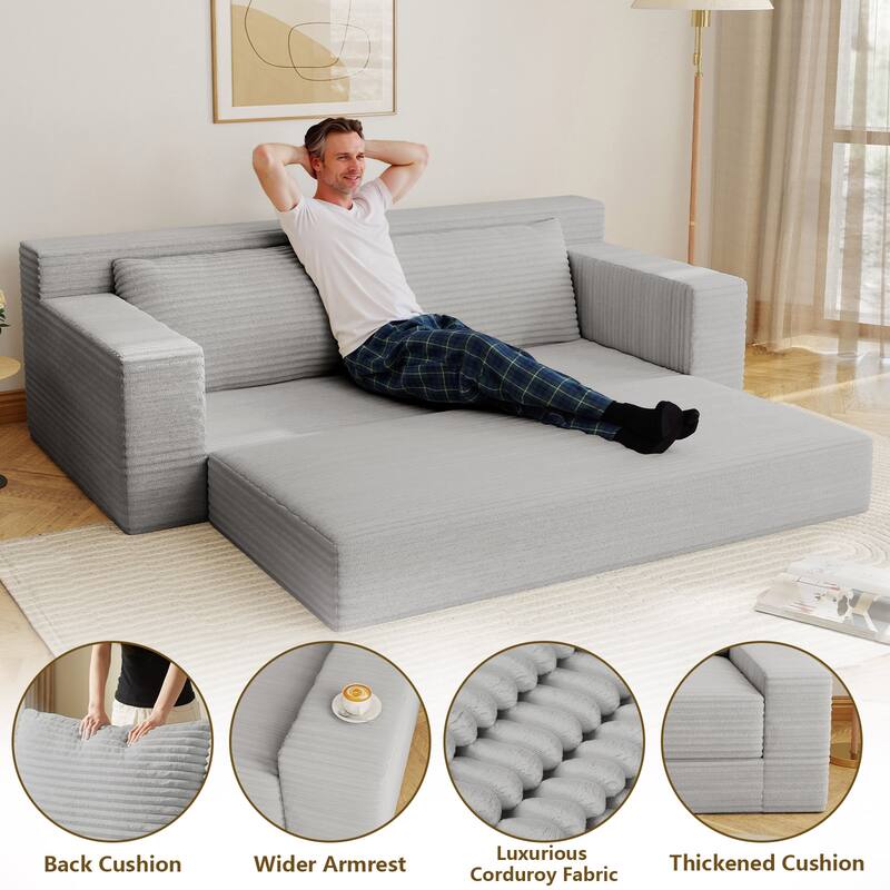 Convertible Loveseat Sofa, Upholstery Sofa Bed with Memory Foam, 2-in-1 Sleeper Sofa Recliner Sofa for Living Room