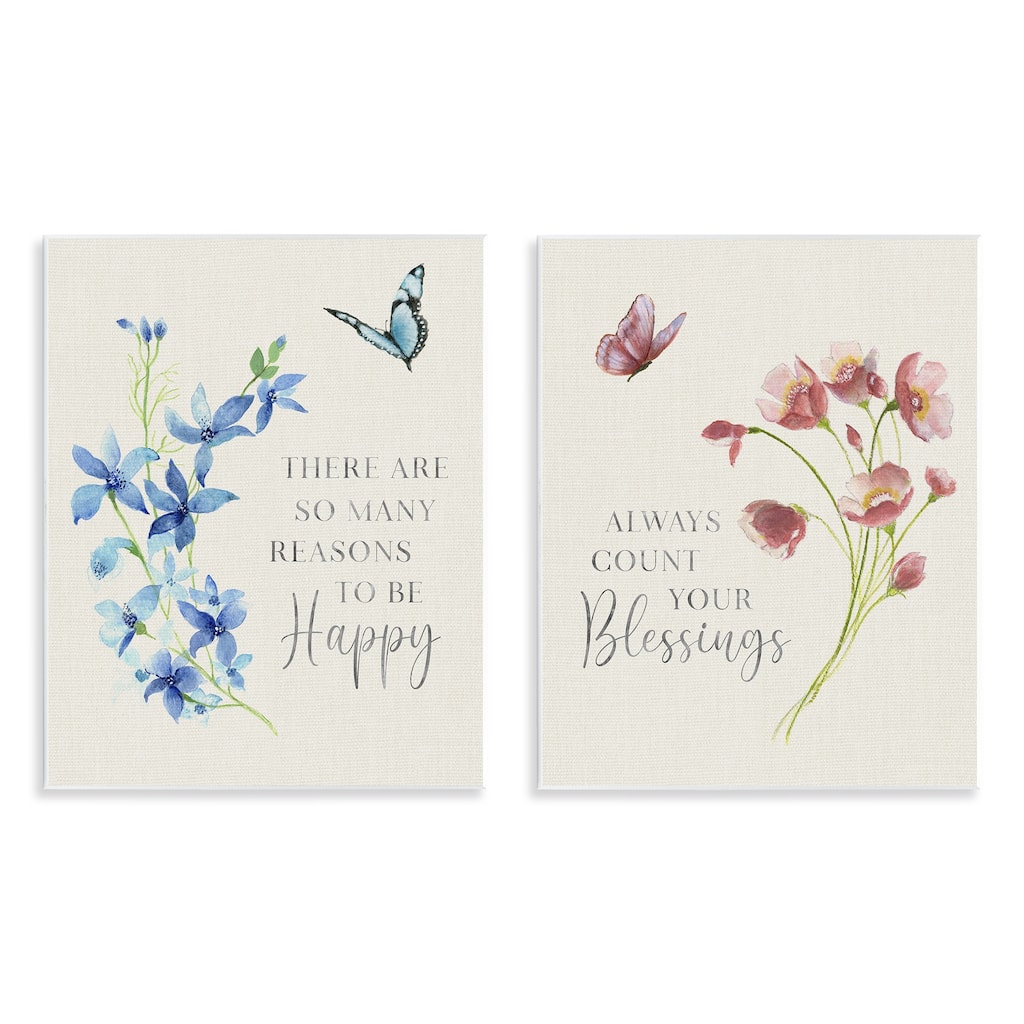 Stupell Inspiring Words with Florals Wall Plaque Art Design By Tava Studios (Set of 2)