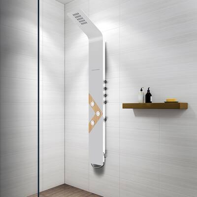 Vista VIII-W White Shower Panel with Rain Shower Head