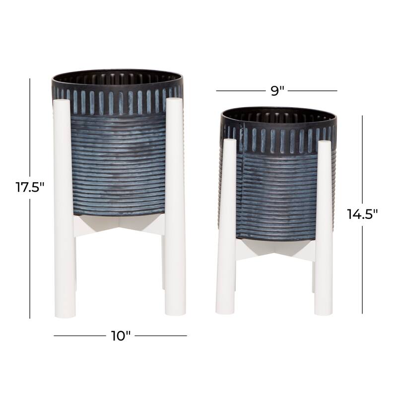 Iron Coastal Planter (Set of 2) - 10 x 10 x 18