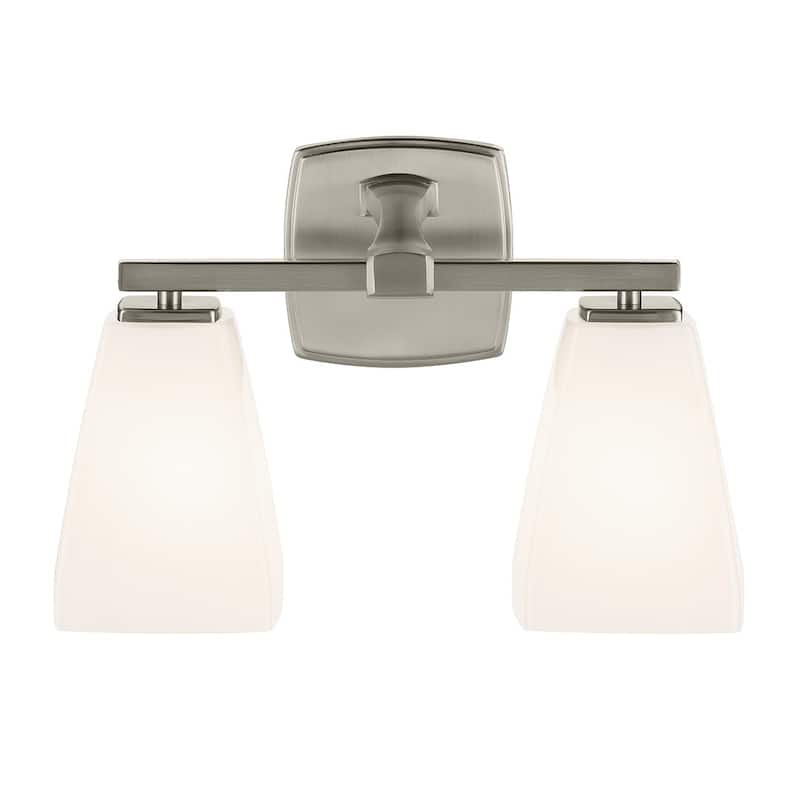Kichler Lighting Marant 14.25" 2-Light Vanity Light with Opal Glass in Brushed Nickel