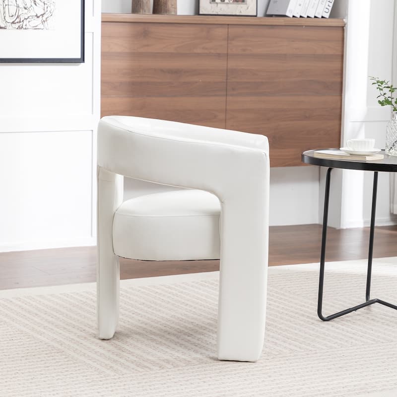 SEYNAR Modern Glam PU Leather Upholstered Dining Chair, Open-Back Accent Chair
