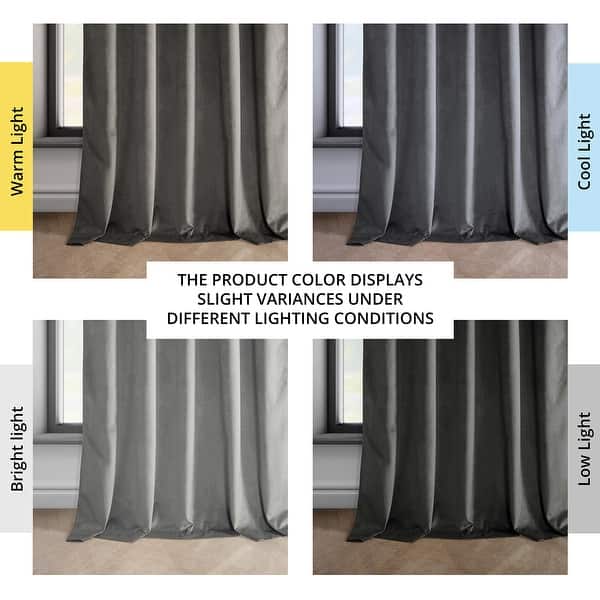 dimension image slide 6 of 21, Exclusive Fabrics Heritage Plush Velvet Room Darkening Curtains (1 Panel) Luxury Velvet Curtains for Bedroom & Living Room.