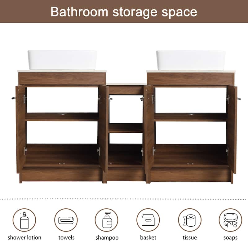 Malwee 24"/36"/48"/60" FreeStanding Bathroom Vanity, Floor Stand Bathroom Vanity with Ceramic Sink,Soft Close Door and Shelf