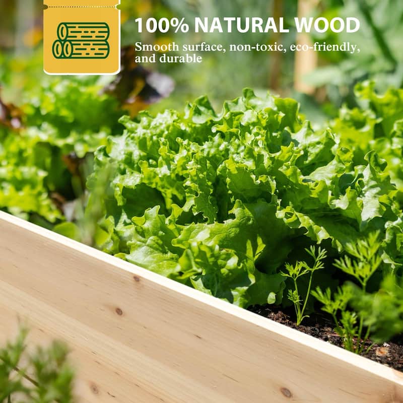VEIKOUS Natural Wood Raised Garden Bed, Outdoor Planter Box for Vegetables, Flowers, Herbs, Natural Brown