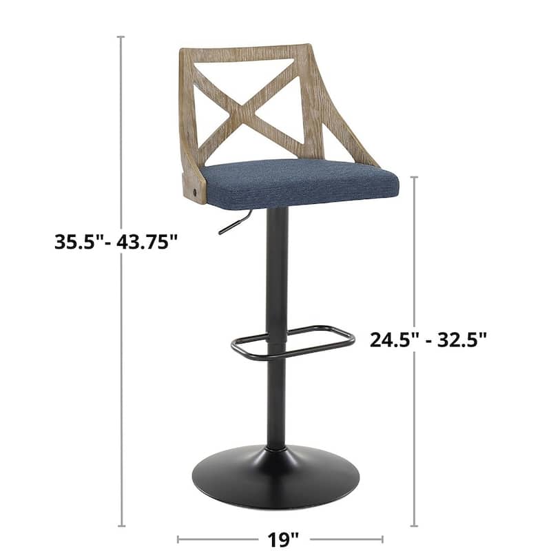 The Gray Barn Charlotte Adjustable Bar Stool with Rounded Rectangular Footrest (Set of 2)