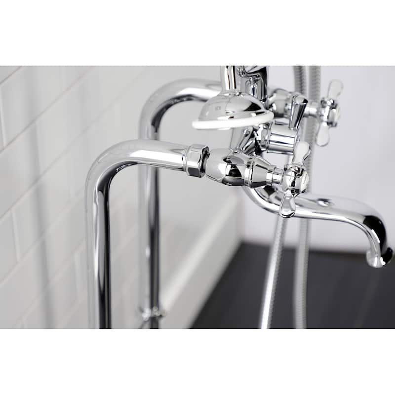 Essex Freestanding Clawfoot Tub Faucet Package with Supply Line in Matte Black