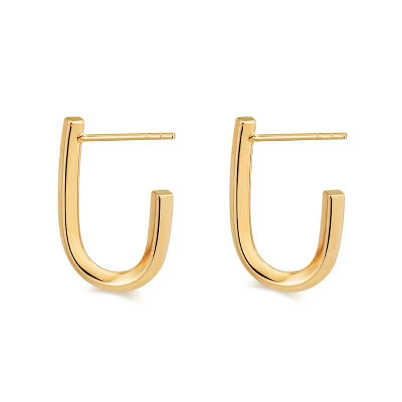 Fremada 10k Yellow Gold Knife Edge J Hoop Earrings