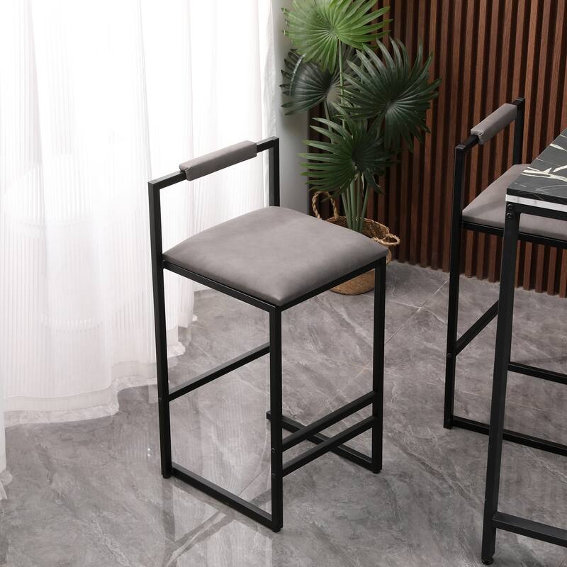 GDFStudio - Cavalli Modern Faux Leather Upholstered Armless Counter Height Bar Stool with Metal Frame & Backrest, Set of 2