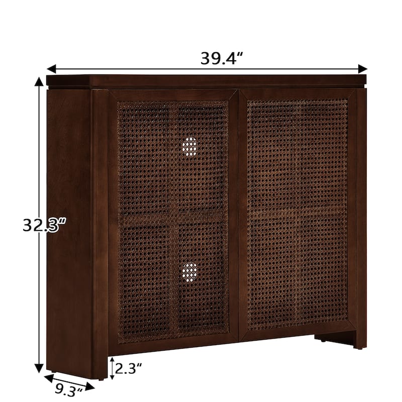 Roomfitters Rattan Sideboard Buffet Cabinet, Mid Century Modern Coffee Bar Wine Bar Storage Console