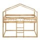 preview thumbnail 23 of 34, Twin Over Twin House Bunk Bed with Tent, Solid Wood Double Bedframe