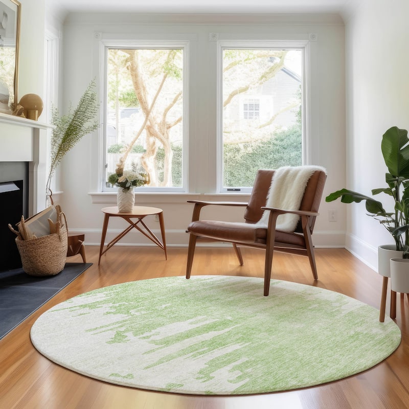 Premium Washable Super Soft Abstract Tear Mayfield Rug - Aloe - 8' x 8' - Round