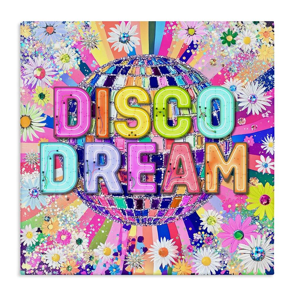 Stupell Vivid Disco Dream with Daisies Canvas Wall Art Design By Jess Stempel