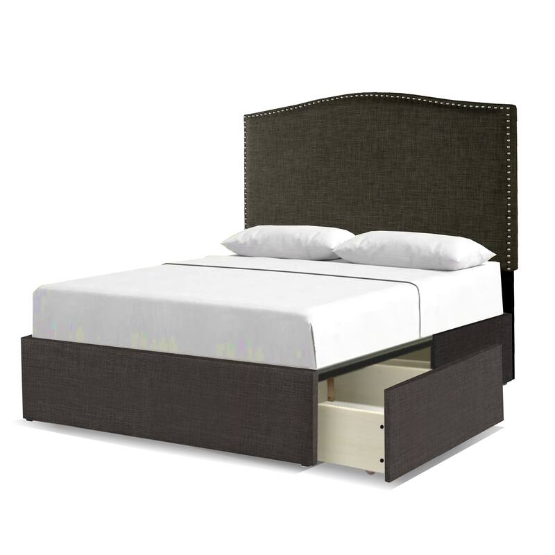 Newbury "Mammoth" Upholstered Platform 2 Drawer Storage Bed - Grey - King