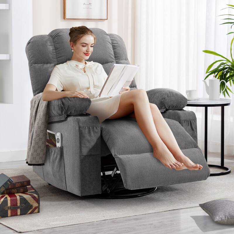 Oversized Massage Rocking Recliner for Living Room - Grey