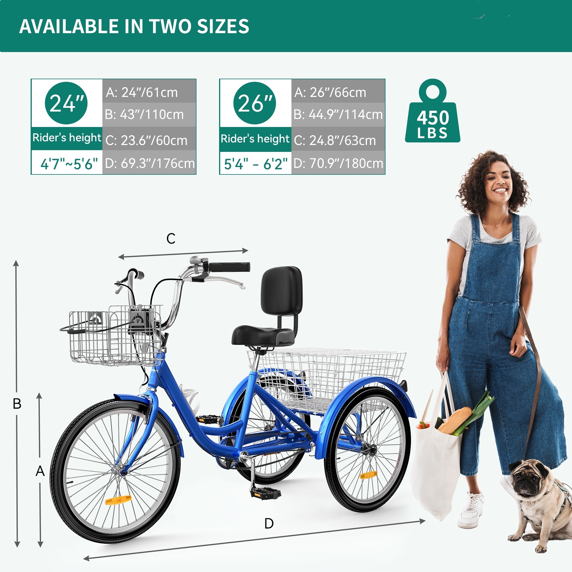 Three wheel bike with child seat store
