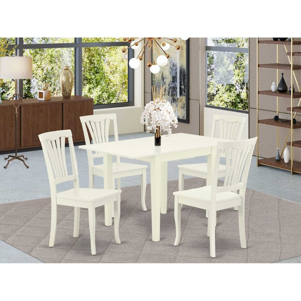 HomeStock 5-Pc Linen White Finish Solid Wood Top-Dining Room Set-Seats 4