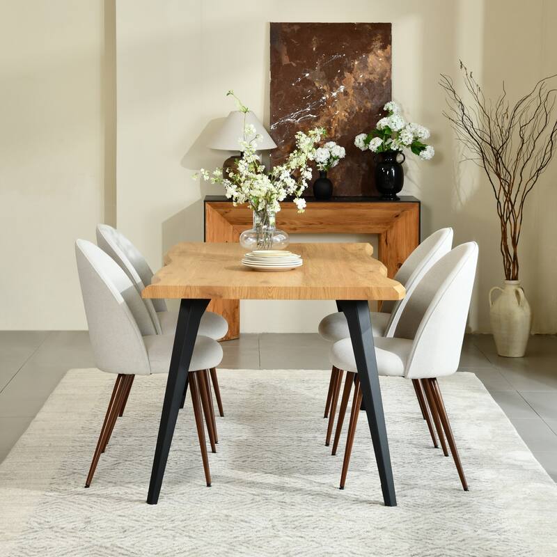 Homy Casa 5-Piece Dining Set with Modern Table and Upholstered Side Chairs